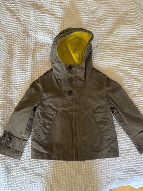 Burberry Olive Kids Hooded Jacket with Yellow Lining